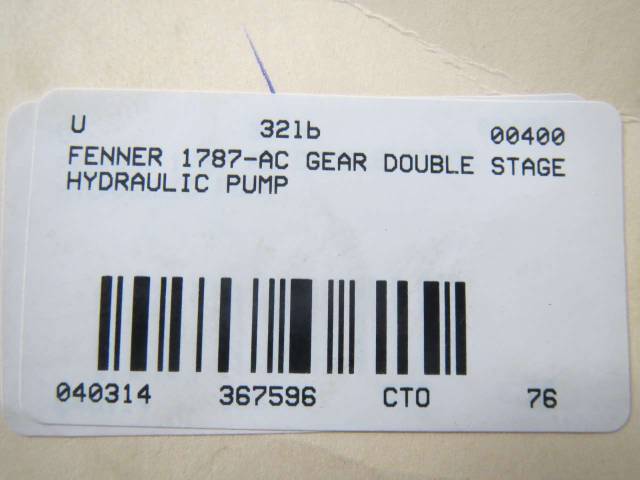 FENNER FLUID POWER 1787-AC GEAR DOUBLE STAGE HYDRAULIC PUMP 12V-DC B367596