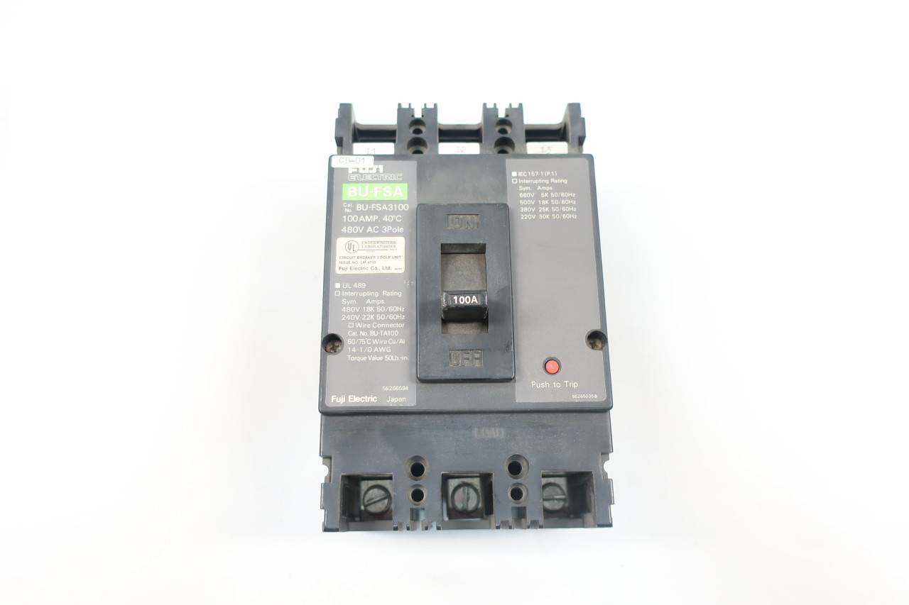 Fuji BUFSA3100 Molded Case Circuit Breaker 3p 100a Amp 480vac
