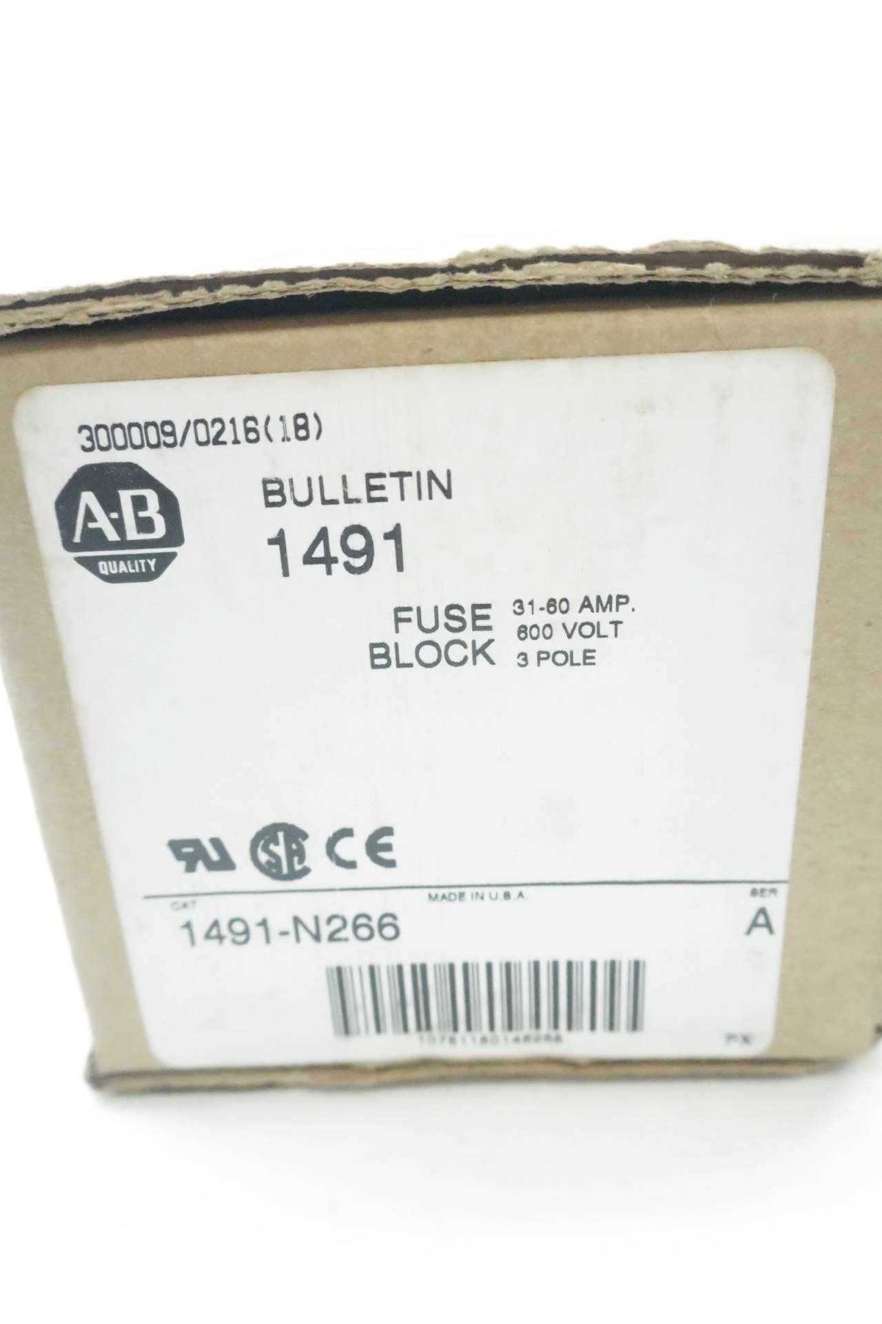 Allen Bradley 1491-N266 Fuse Block 31-60a Amp 3p 600v-ac