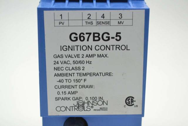 JOHNSON CONTROLS 097782 G67BG-5 GAS VALVE IGNITION 24V-AC CONTROLLER