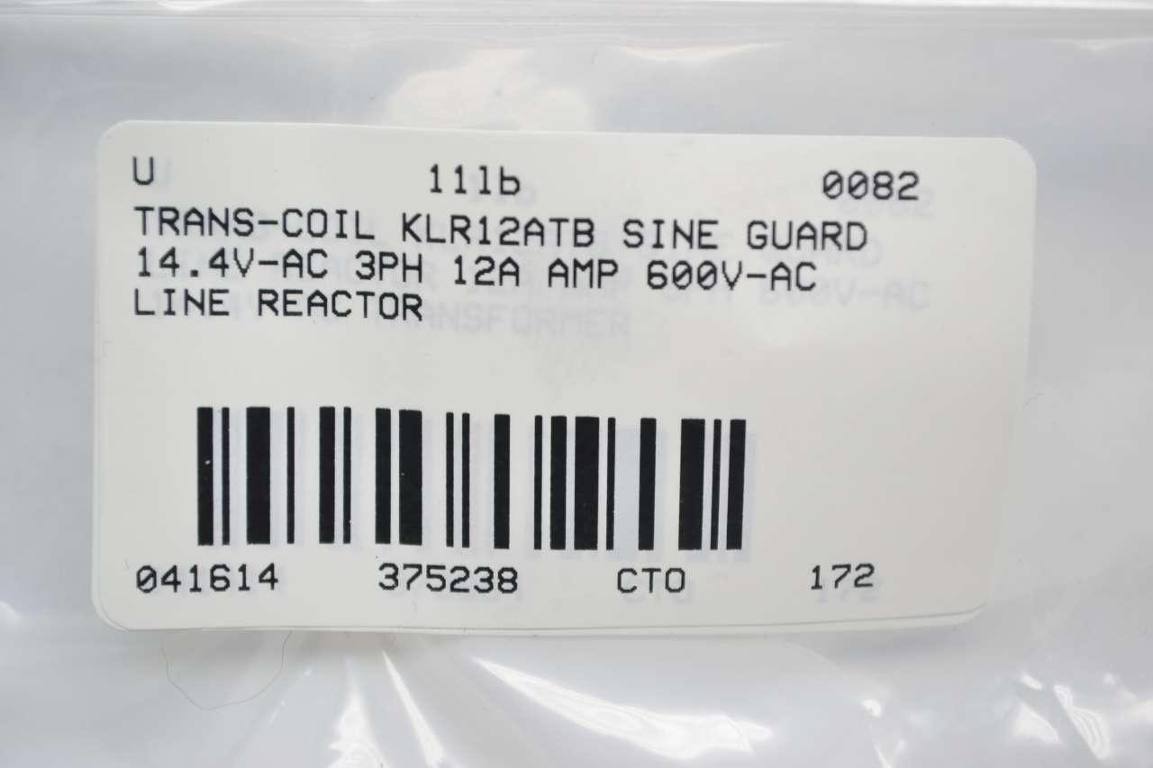 Trans-coil KLR12ATB Sine Guard Line Reactor 3ph 600v-ac 