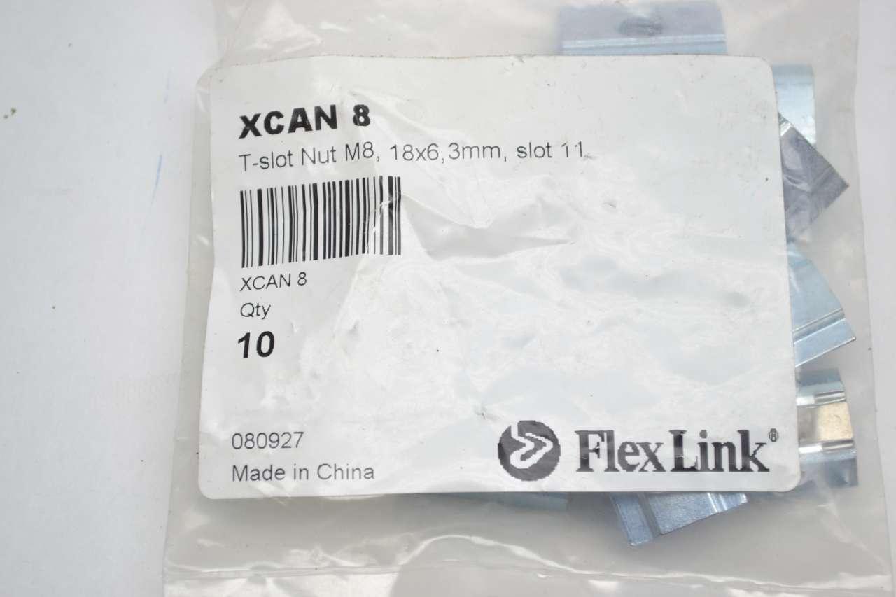 FlexLink XCan 8 Slot Nut M8 2017-01-19 Pack of 10 ****FREE SHIPPING**** 