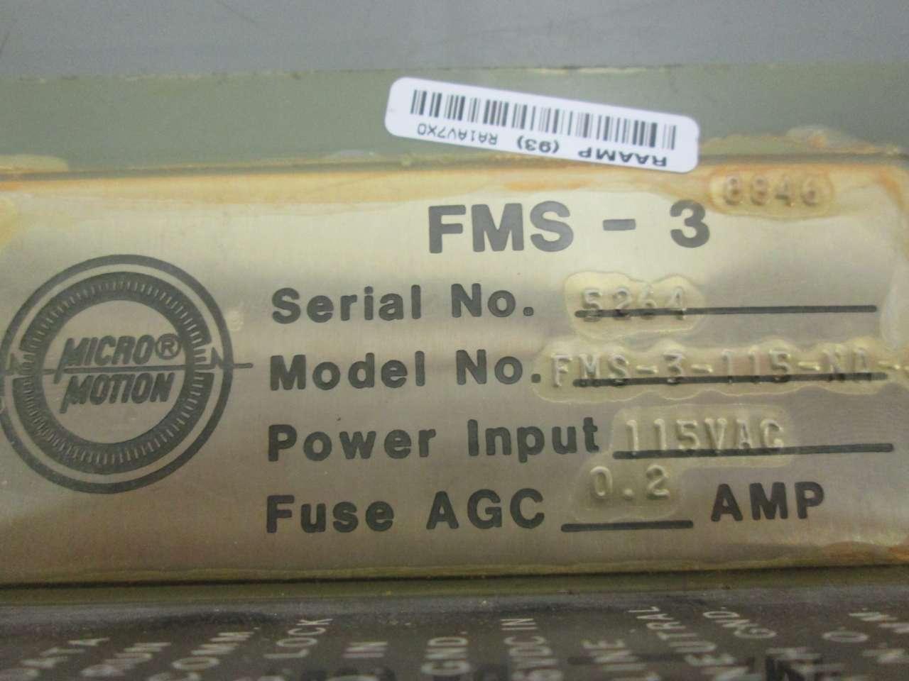 MICRO MOTION FMS-3 115 NA-J Flow Monitoring System FMS 3 