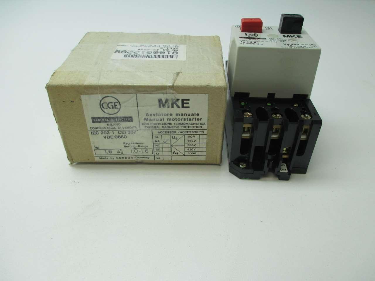 General Electric Ge IEC 292-1 CEI 337 VDE 0660 Cge Mke Motor Starter D387930