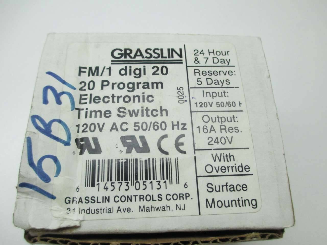 Grasslin FM/1 Digi 16 Digital Timer Switch 120v