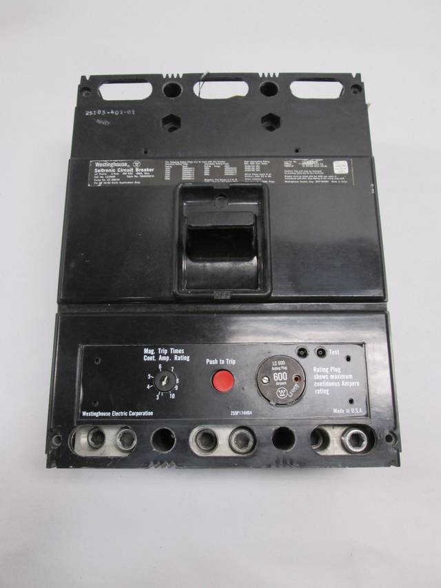 WESTINGHOUSE LC3600F 3P 600A AMP 600VAC MOLDED CASE CIRCUIT BREAKER