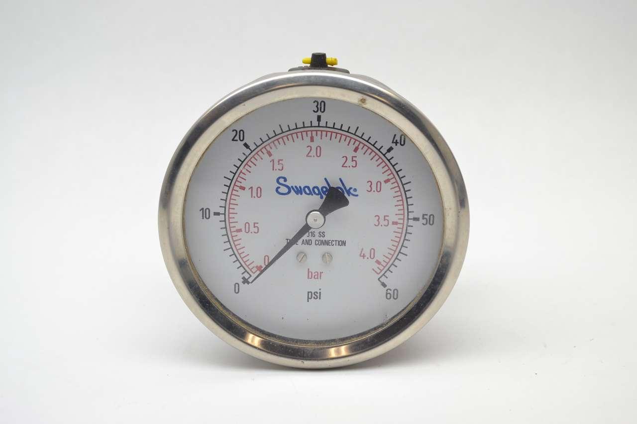 SWAGELOK 0-60PSI 4 IN 1/4 IN NPT PRESSURE GAUGE B397634