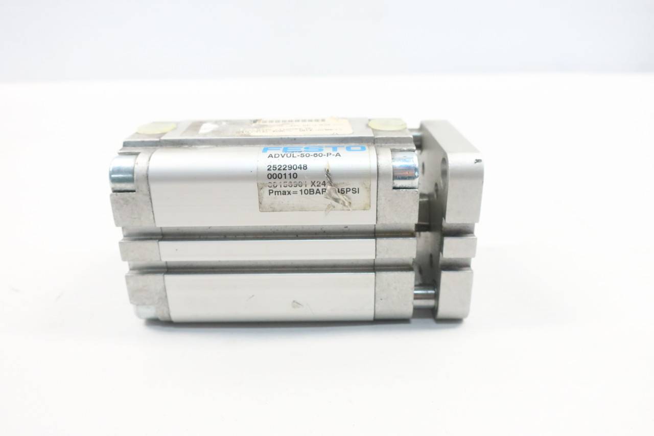 FESTO ADVUL-50-60-P-A Double Acting Pneumatic Cylinder 50MM 60MM 145PSI FESTO ADVUL-50-60-P-A Double Acting Pneumatic Cylinder 50MM 60MM 145PSI