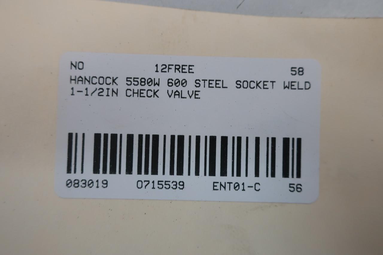 Hancock 5580W Steel Socket Weld Check Valve 600 1-1/2in 