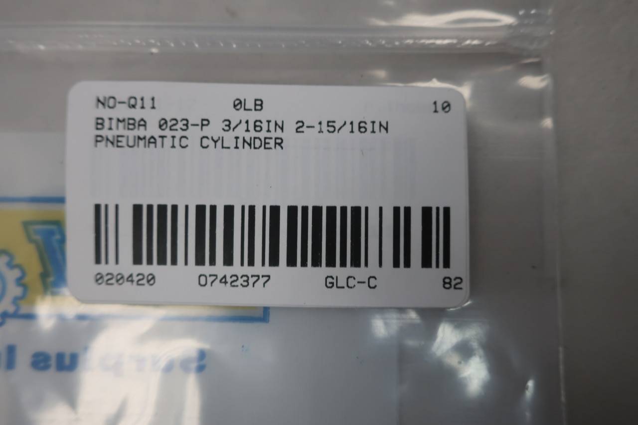 BIMBA 023-P Single Acting Pneumatic Cylinder 9/16IN 3IN BIMBA 023-P Single Acting Pneumatic Cylinder 9/16IN 3IN