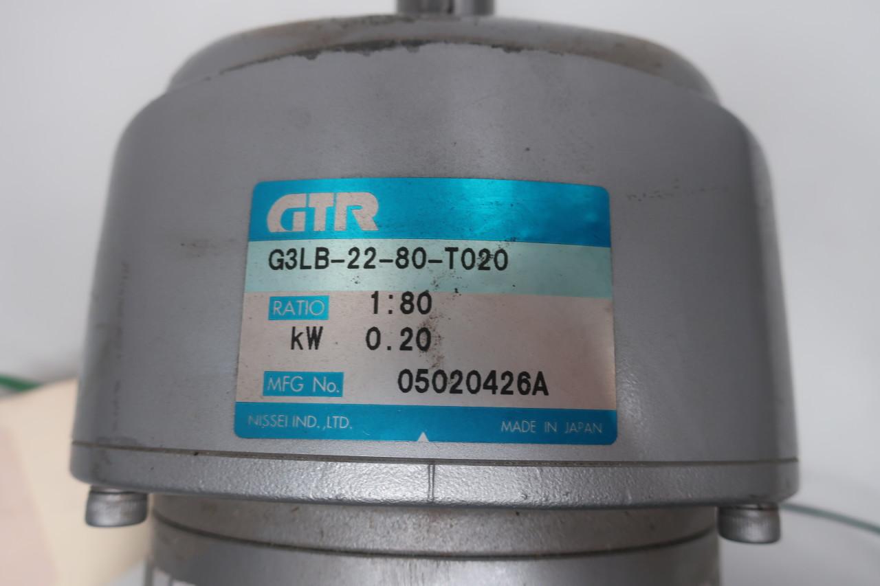 GTR G3LB-22-80-T020 GEARMOTOR 21.5RPM 3PH 0.2KW 200/220V-AC