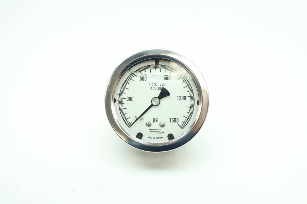 #T2 Oil Filled 1/4" Npt  X 2.5" Dia Details about   NOSHOK Pressure Gauge 25-310-1500 PSI