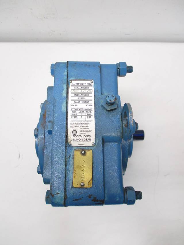 FOOTE JONES 8115H26 40RPM 4.64HP 261 GEAR REDUCER D412178