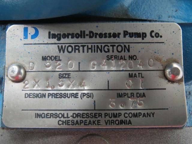 Ingersoll Dresser D520 2 X 1 1 2 X 4 In 3hp Centrifugal Pump B418784
