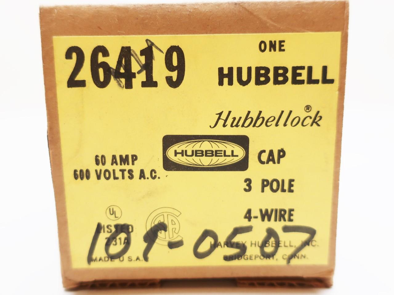 Yellow for sale online Hubbell HBL26419 600V 3 Pole Power Plug 