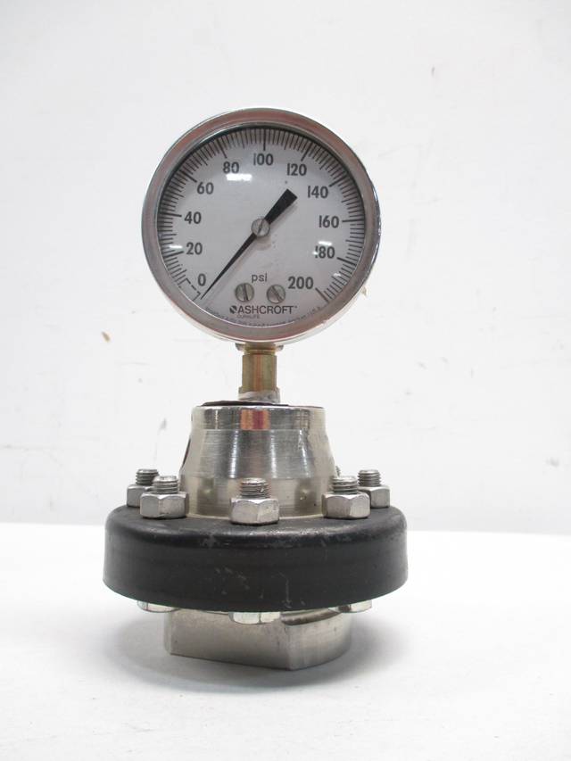 ASHCROFT TYPE 200 DIAPHRAGM SEAL 0200PSI 1/4 IN NPT PRESSURE GAUGE D420728