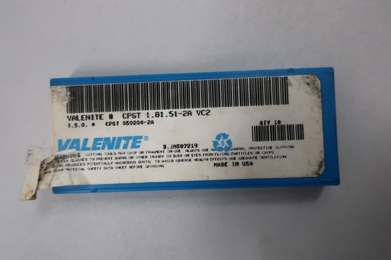 Details about   Valenite Carbide Inserts TPGA1.81.51 2K VP507 Qty 10 