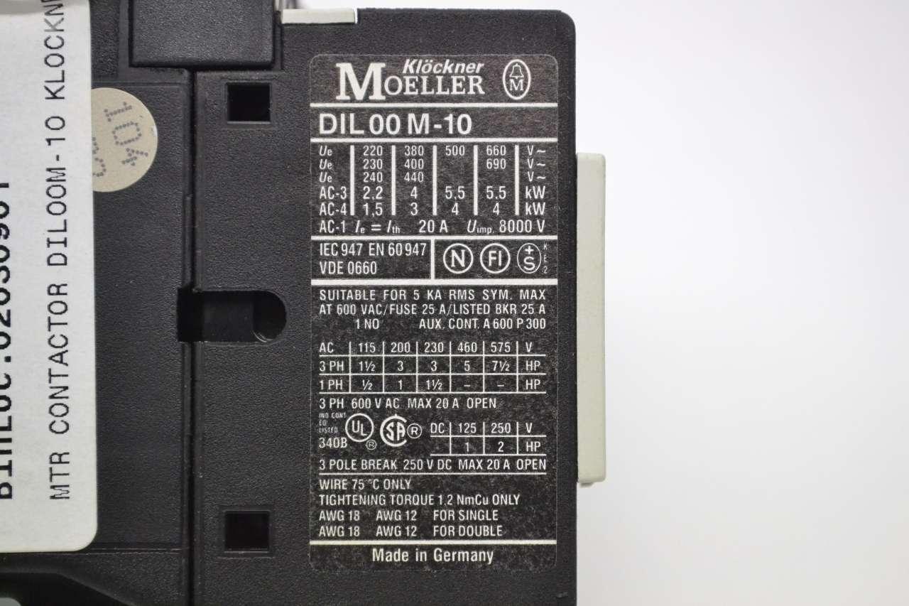 Moeller DIL00AM Contactor 110 Volt Coil 20 Amp 