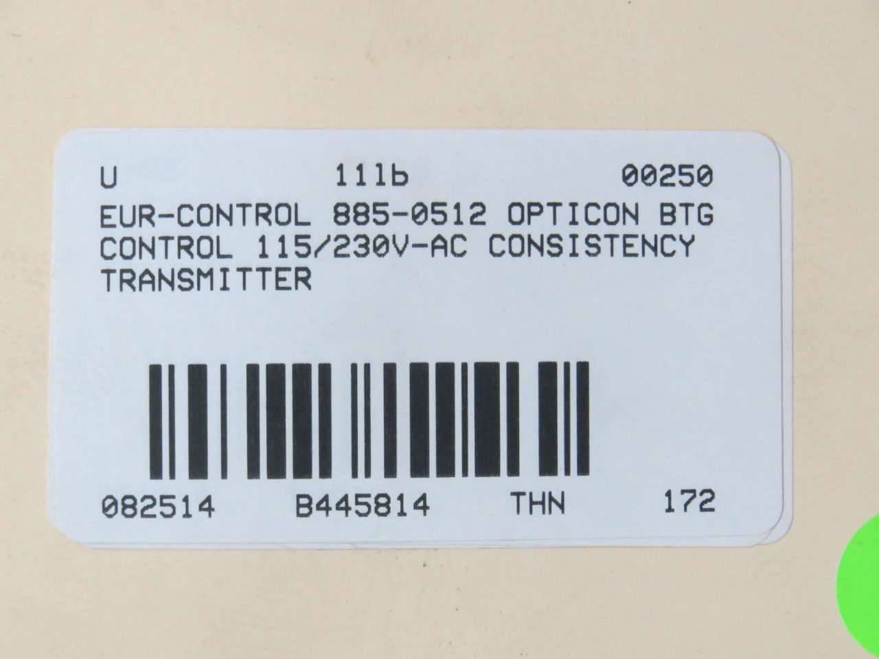 BTG EUR-Control 885-0512 OPTICON 115V-AC 230V-AC Consistency Transmitter D582785 BTG EUR-Control 885-0512 OPTICON 115V-AC 230V-AC Consistency Transmitter D582785