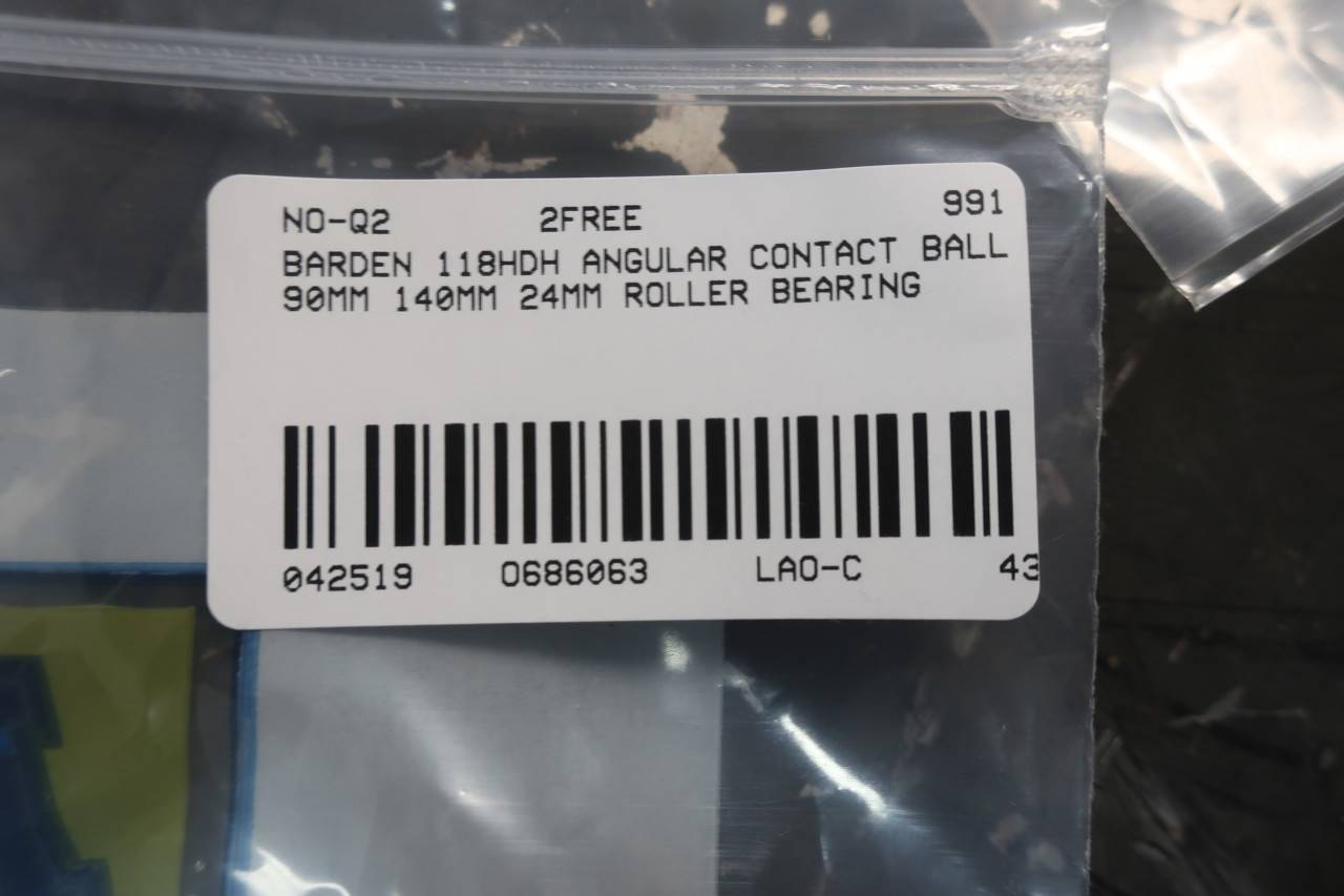 Spindle Contact Angle 25 Degree Barden Bearings 118HE Angular Contact Single Ball Bearing 140 mm OD BAR   118HE Bore 90 mm Sealed 