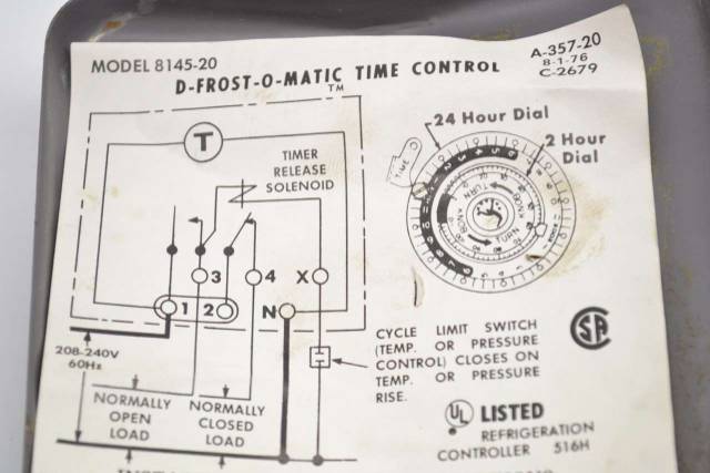 PARAGON 8145-20 D-FROST-O-MAIC TIME CONTROL DEFROST 208-240V-AC TIMER