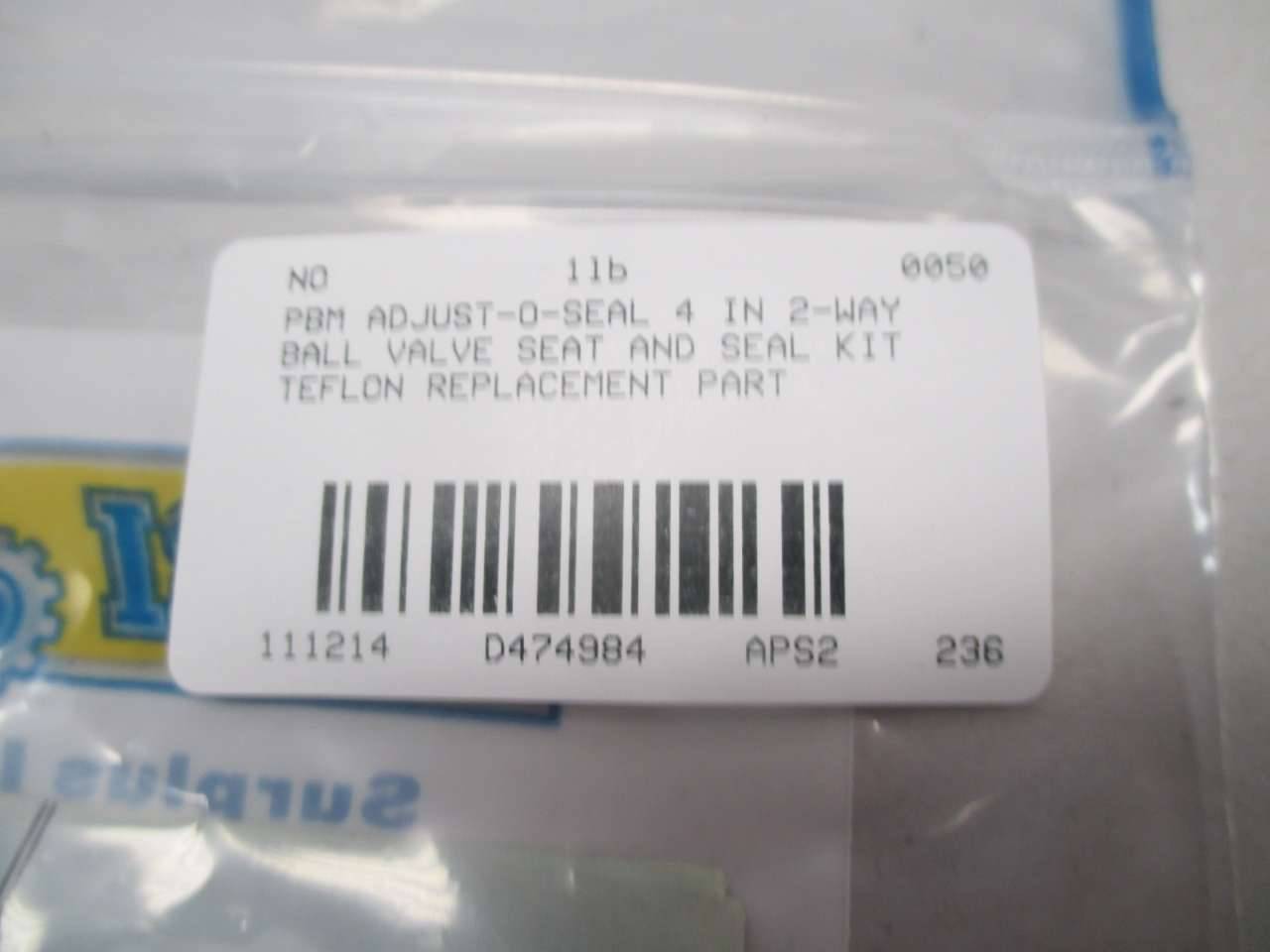 Pbm Adjustoseal 4 In 2way Ball Valve Seat And Seal Kit Teflon D474984