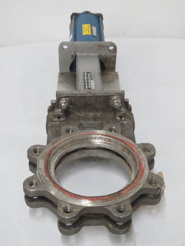 DEZURIK KGS 6 IN PNEUMATIC 150 STAINLESS FLANGED KNIFE GATE VALVE B481311