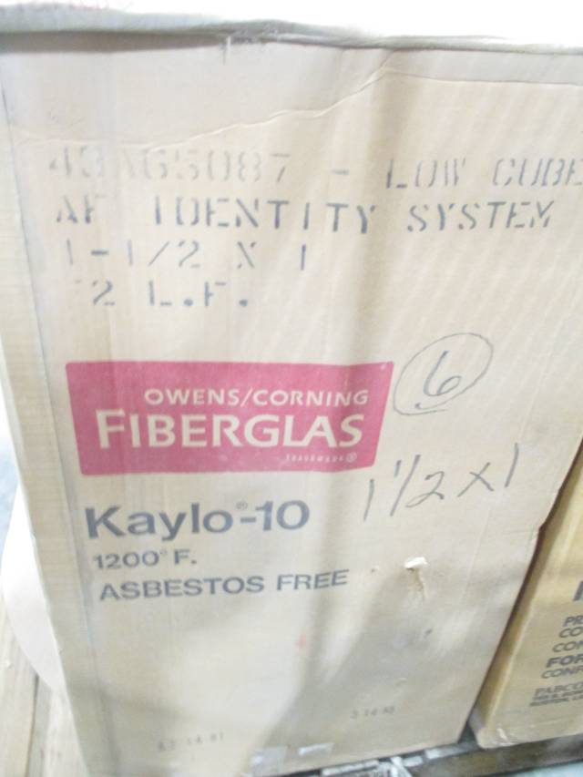 LOT 24 OWENS CORNING FIBERGLAS KAYLO10 1200DEG F PIPE INSULATION D482045