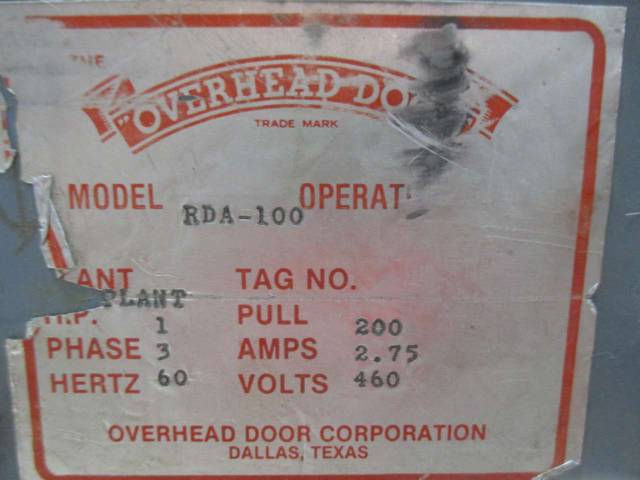 Overhead Door Rda 100 1hp 460v Ac Commercial Operator Assembly D485879