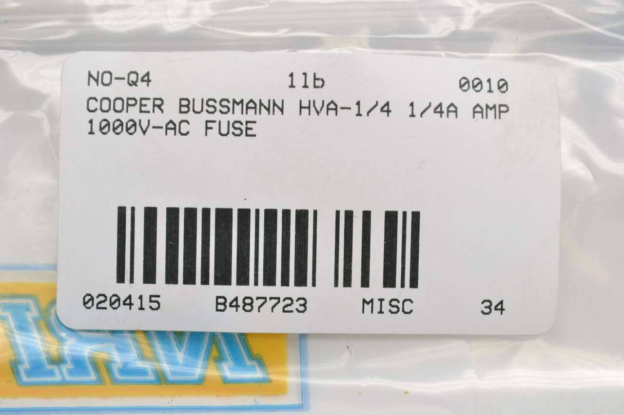 Cooper Bussmann HVA-1/4 High Voltage 1/4a Amp 1000v-ac Fuse B487723
