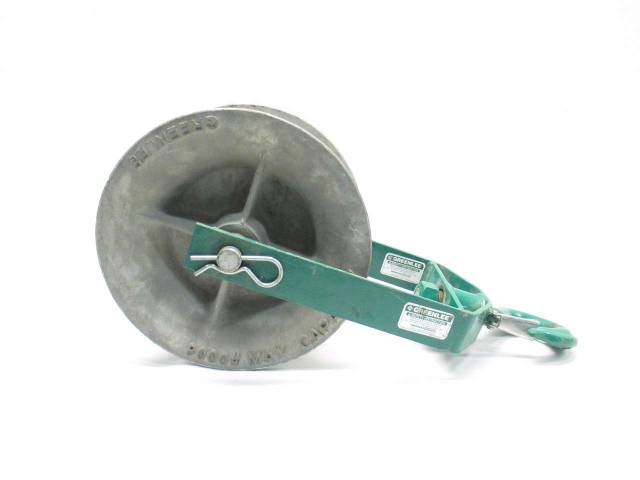 GREENLEE 12IN OD CABLE PULLER SHEAVE HOIST PULLEY SWIVEL HOOK 8000LB ...