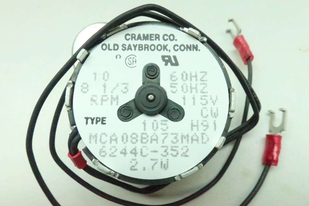 Cramer Company MCA08BA73MAD 6244C-352 Motor 2.7w 10rpm 1/8in 115v-ac 