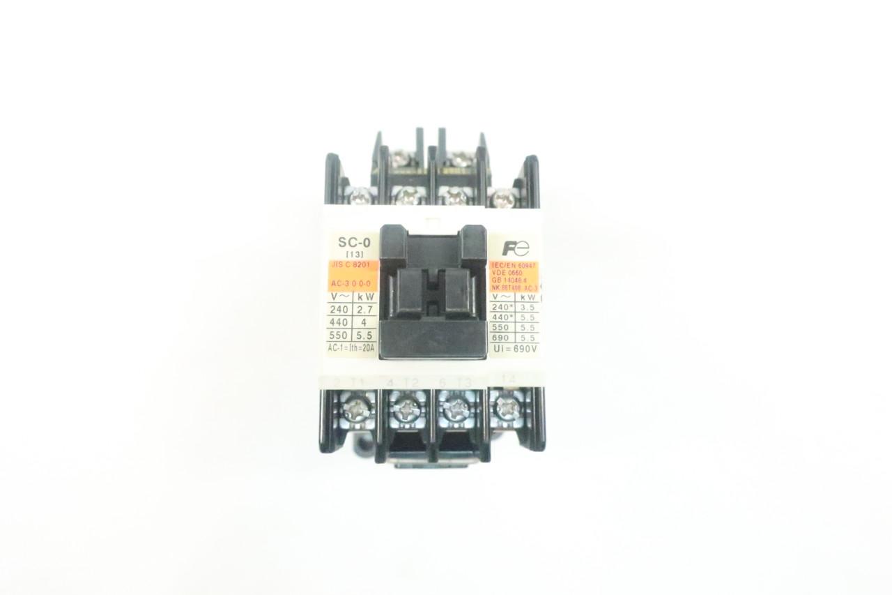 Fuji Electric Type SC-0 SC13AA Magnetic Contactor 200-220V 20A SZ-JC1 Cover H22 
