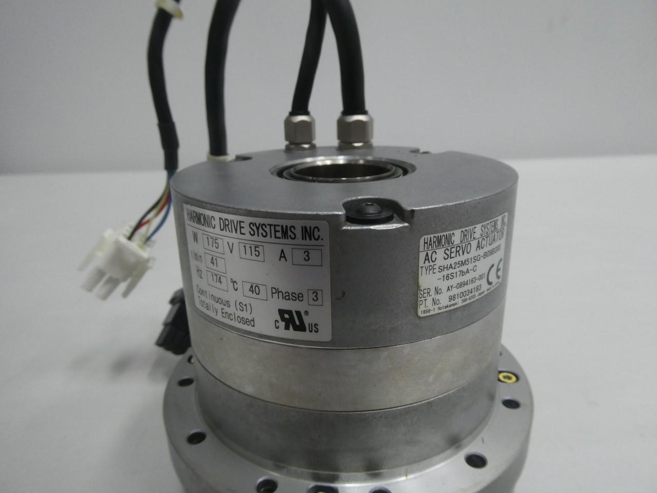 HARMONIC DRIVE SHA25M51SG-B09B200-16S17BA-C ACTUATOR 3PH 175W 41RPM 115V-AC  SERVO MOTOR