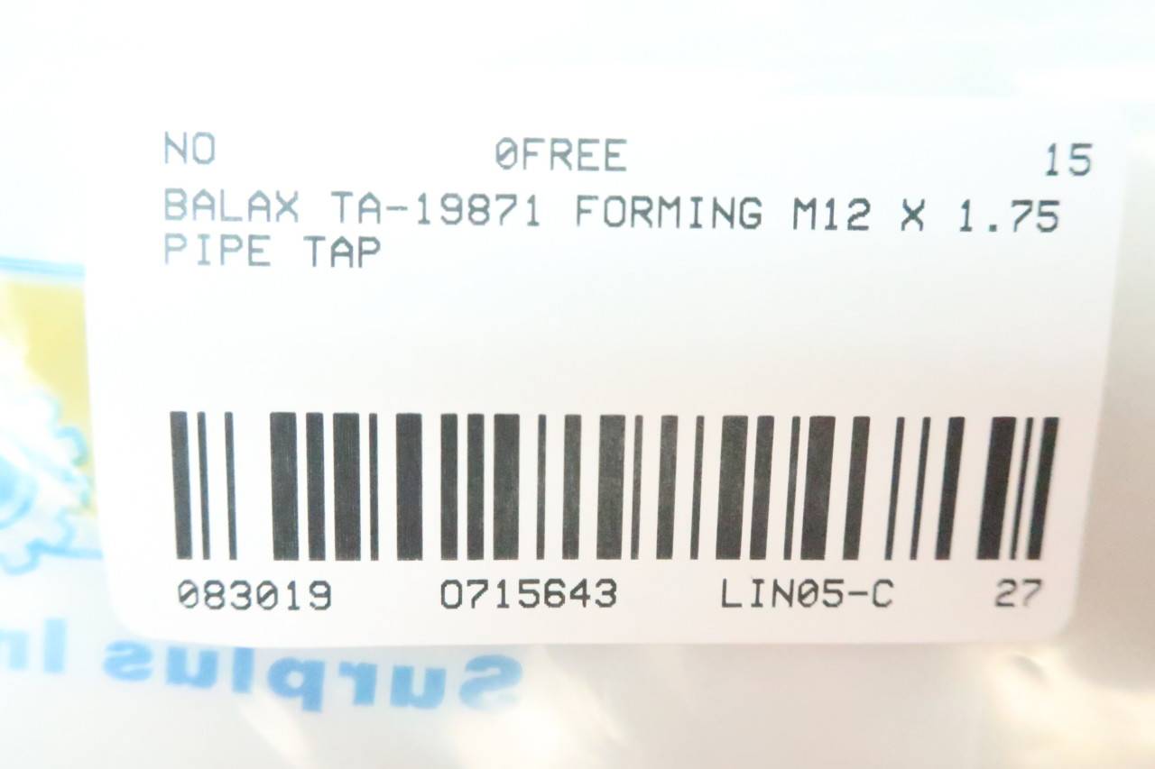 BALAX TA-19871 Forming TAP M12 X 1.75 BALAX TA-19871 Forming TAP M12 X 1.75