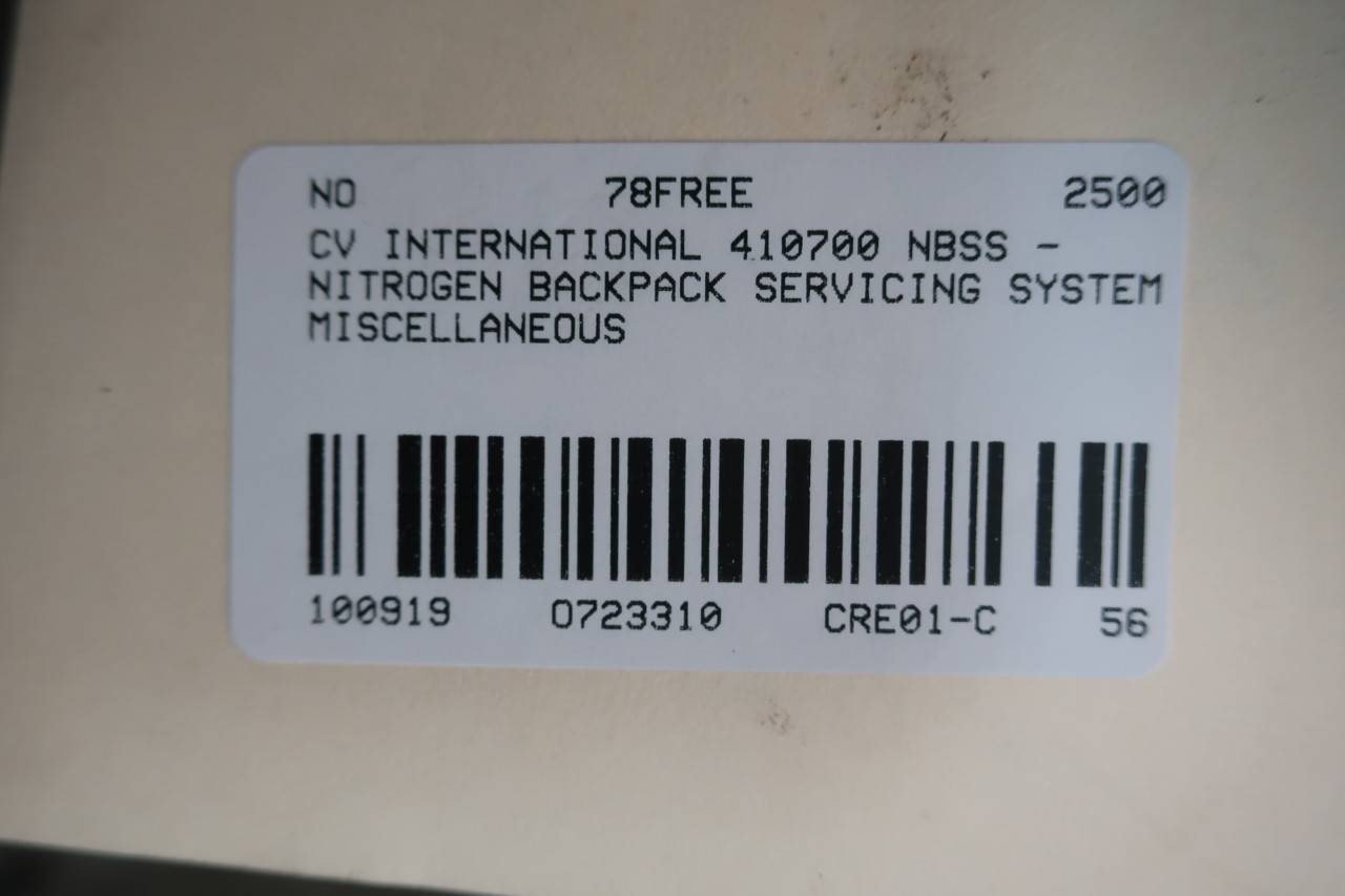 Cv International Nbss Nitrogen Backpack Servicing System Cv International Nbss Nitrogen Backpack Servicing System