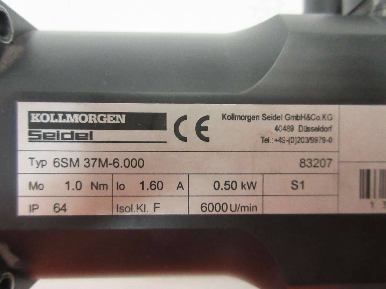 83207 0,50 kW Seidel Kollmorgen Servo Motor 6SM 37M-6000 83207 0,50 kW Seidel Kollmorgen Servo Motor 6SM 37M-6000