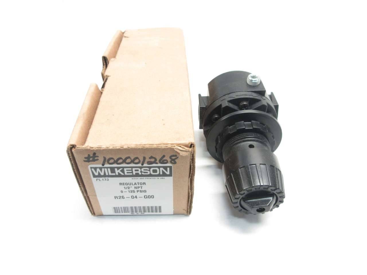 Wilkerson R26-04-G00 Pneumatic Regulator 0-125 Psi Range 300 Psig Max R26-04-G00 