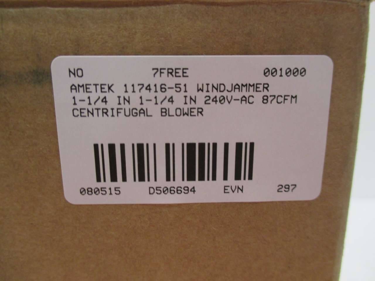 Ametek 51 Windjammer 240v Ac 87cfm 10w Centrifugal Blower D