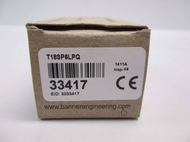 Banner T18sp6lpq 33417 Reflective Photoelectric 2m 10 30v Dc