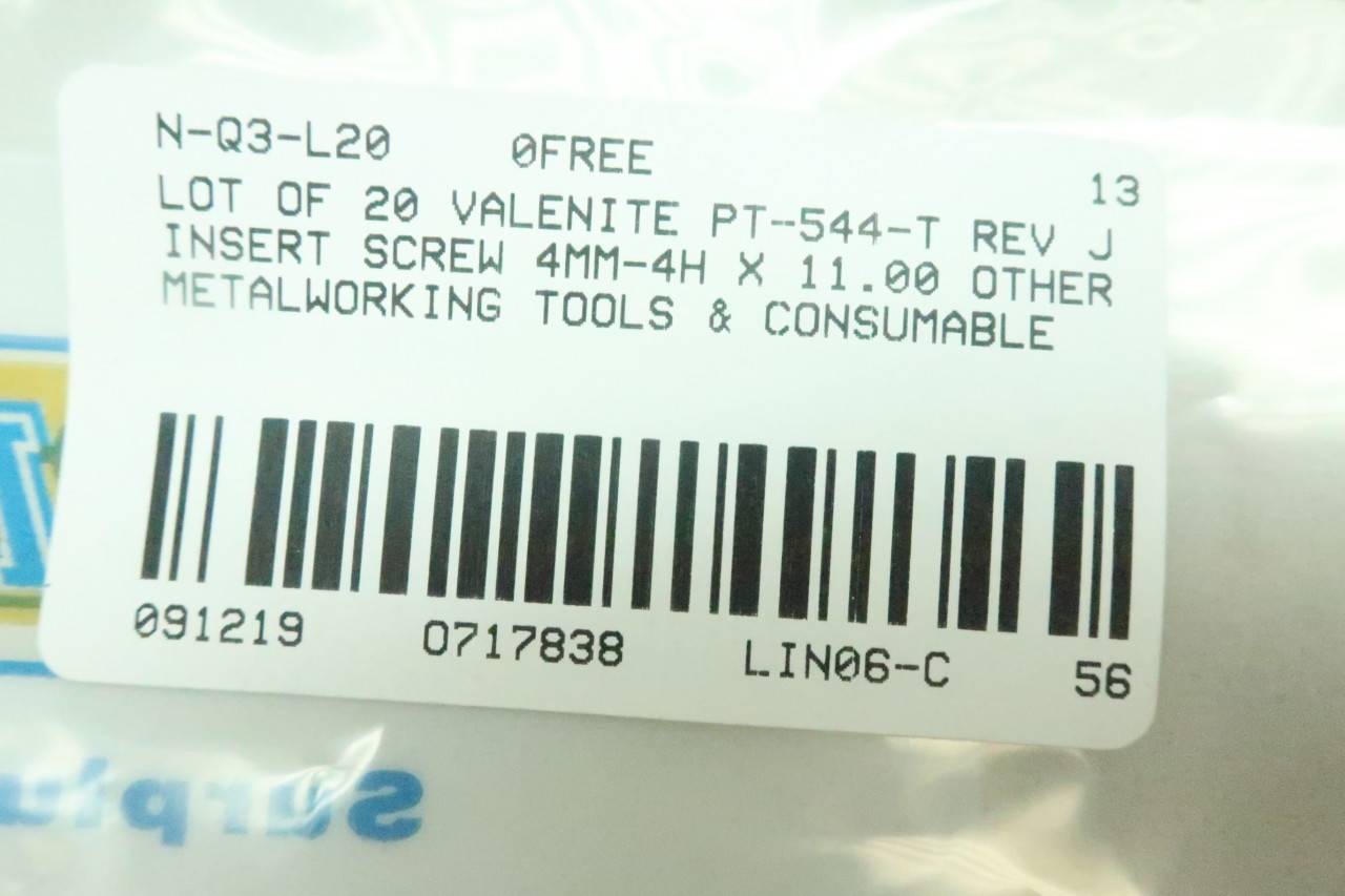 x Valenite Pt 544 T Insert Screw 4mm 4h X 11 00