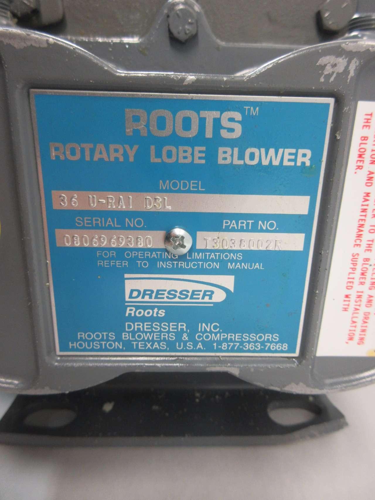 Vacuum Pumps Dresser 36 U Rai Gas Roots 2 1 2in Rotary Lobe Blower