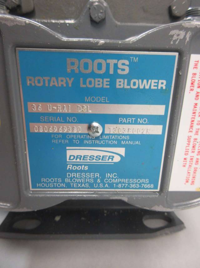 Dresser 36 U Rai Dsl Roots 2 1 2 In Npt 330cfm Rotary Lobe Blower