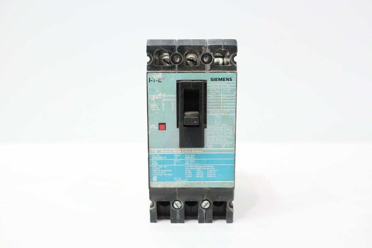 Siemens ED63B015 BRKR ED6 3P 600V 15A — General Accessories