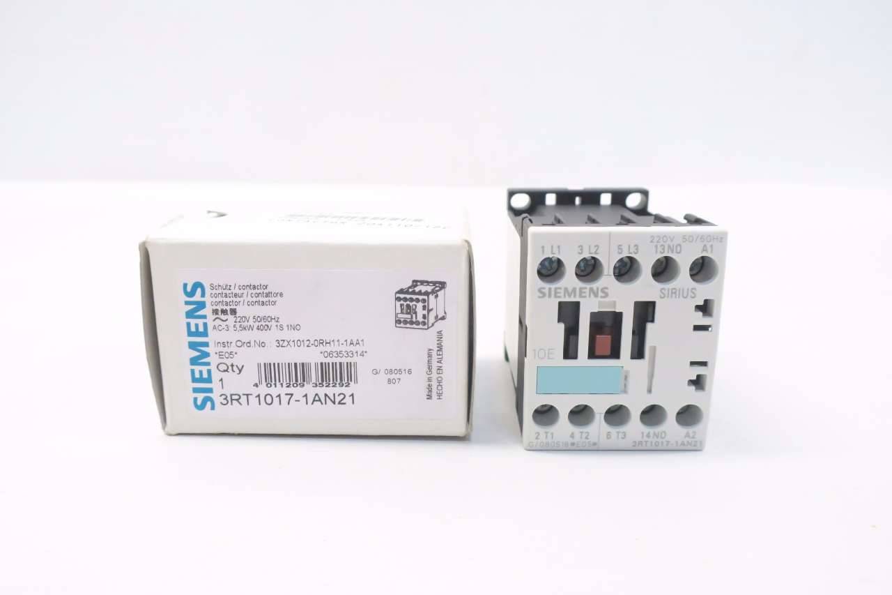 3RT1017-1AN21 SIEMENS CONTACTEUR, AC-3 5,5 KW / 400 V, 1 ..