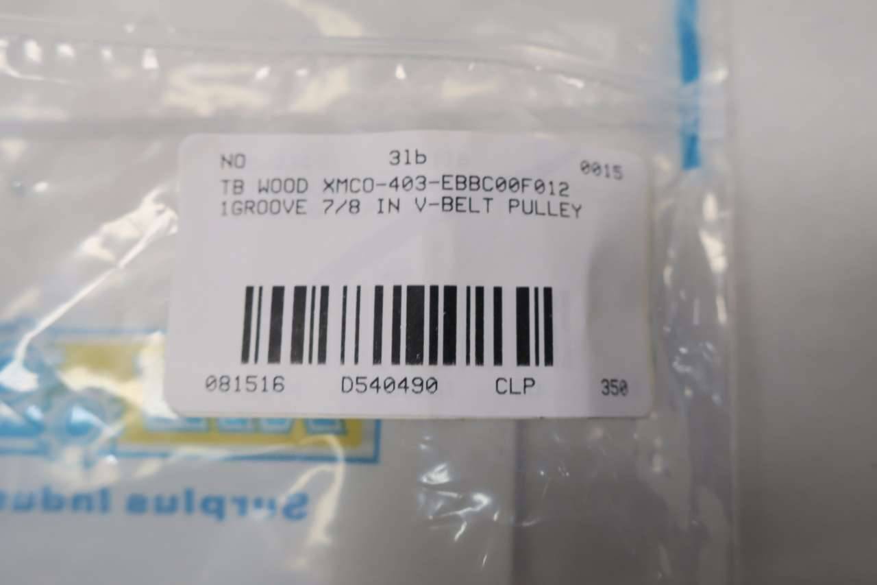 NEW TB WOODS 1VP5078 1GROOVE 7//8 IN V-BELT PULLEY D540490