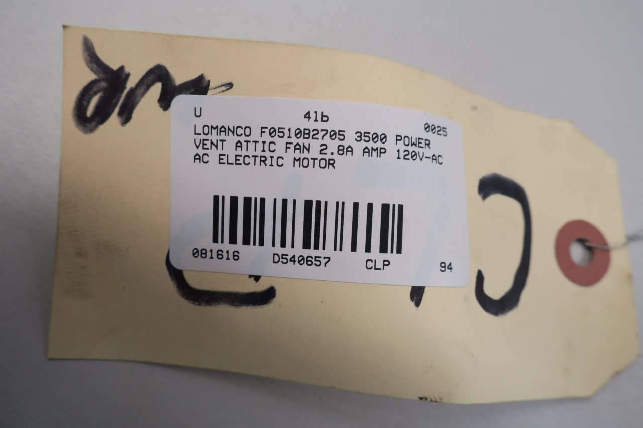 Lomanco F0510B2705 35000 Power Vent Attic Fan Motor 2.8a Amp 120v-ac D540657