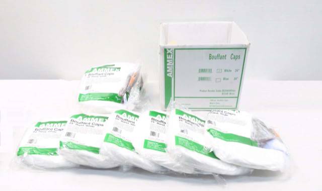 AMMEX BC24W BOX OF 1000 WHITE 24 IN BOUFFANT CAPS D544599