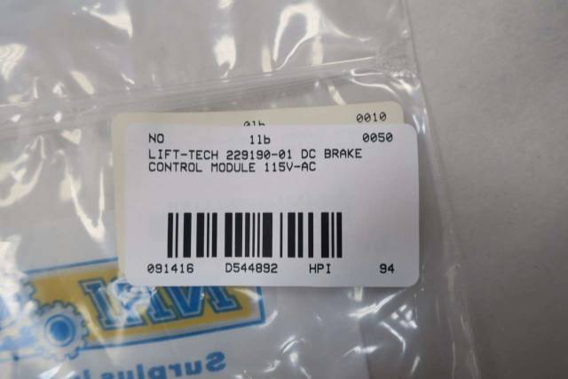 LIFT-TECH 229190-01 DC BRAKE CONTROL MODULE 115V-AC D544892