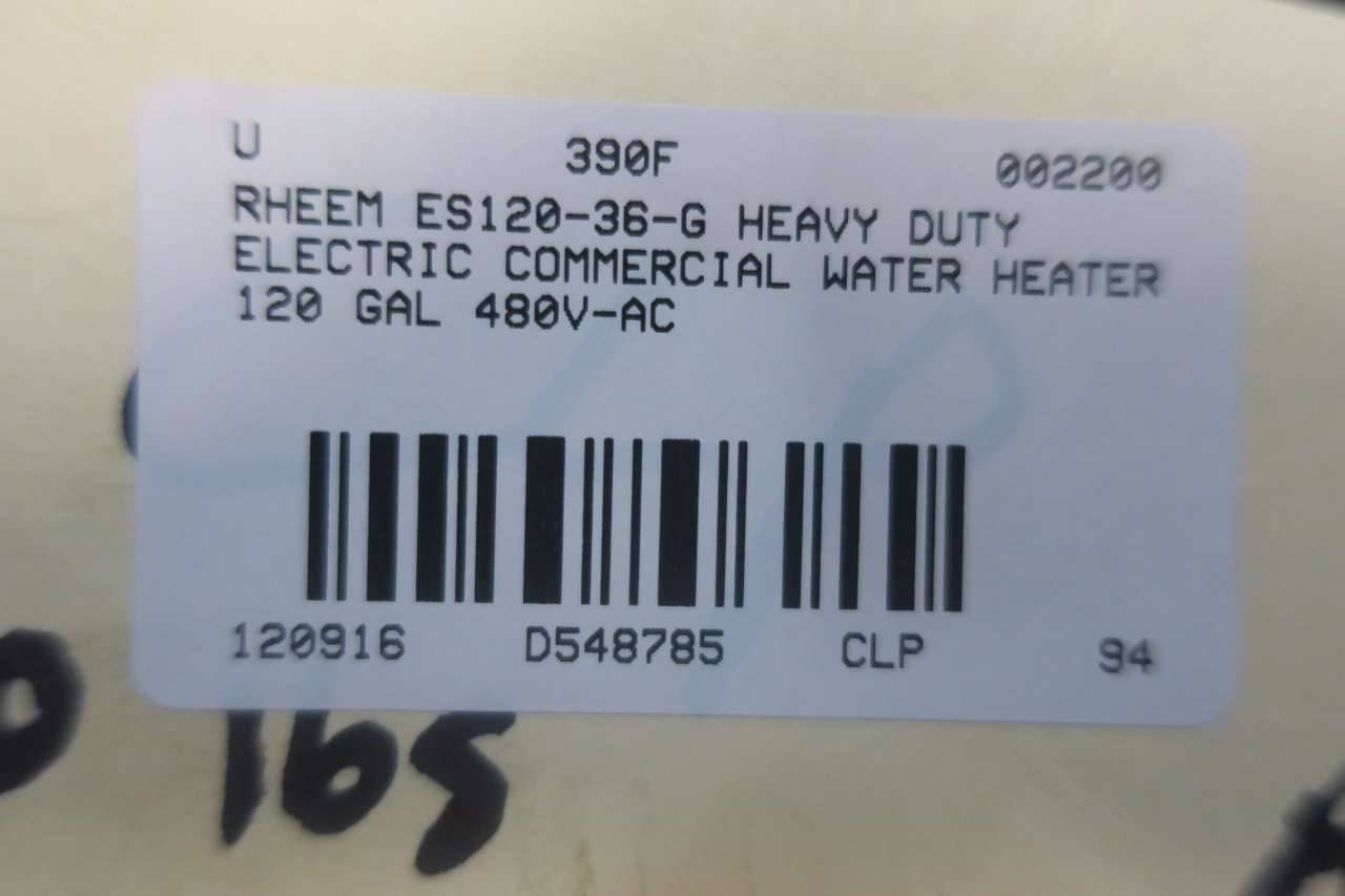 Rheem ES120-36-G Hd Electric Commercial Water Heater 120gal 480v-ac 36kw